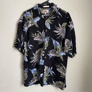 Men's Black Tropical Floral Shirt